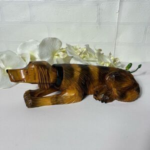 Hand carved wooden Dog bobble head